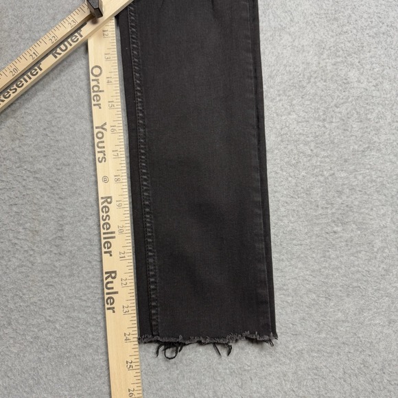 Free People Jeans Womens 30 (26x24) Black Distressed Denim Frayed Hem Highrise - Picture 8 of 8